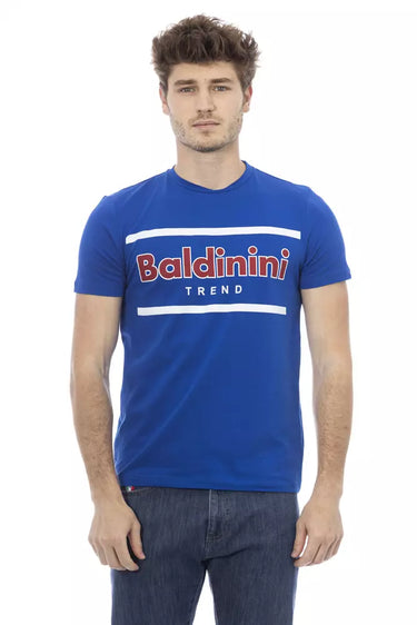 Chic Blue Cotton Tee with Front Print